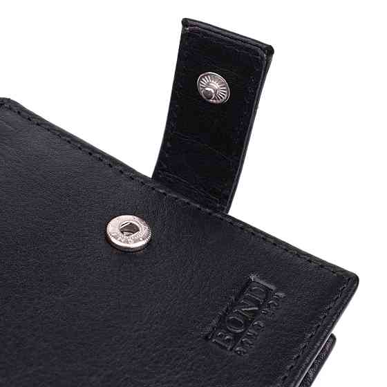 Місткий чоловічий гаманець з натуральної шкіри BOND 22861 Чорний Київ