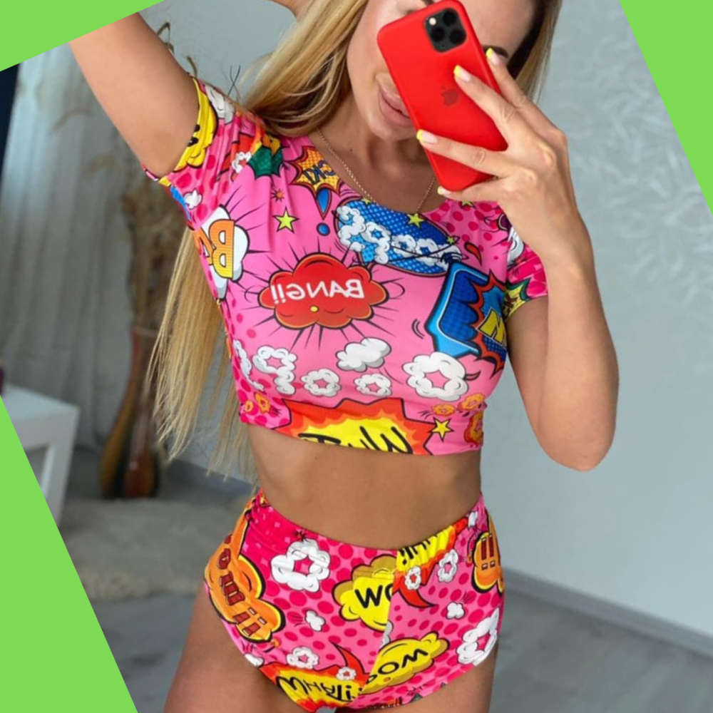 Жіночий костюм комплект пол денс одяг шорти з футболкою топ для pole dance fitness рожевий Одеса - фото 2