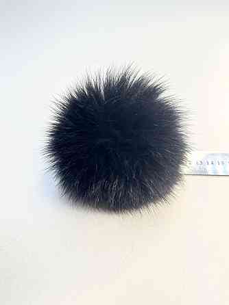 Помпони з натурального хутра песця на шапку 10-12см Чорний Харків