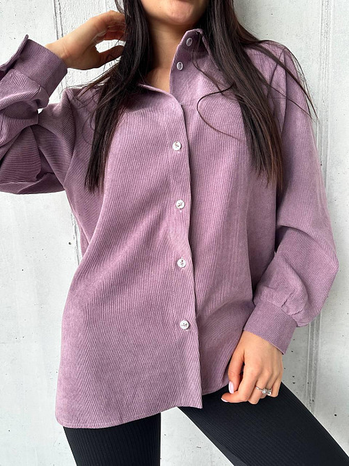 Вельветова оверсайз подовжена сорочка, лавандова, 42-46 Лубни - фото 2