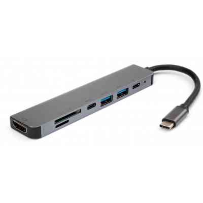 Концентратор Vinga Type-C to 4K HDMI+2*USB3.0+SD+TF+PD+USB-C 3.1 Gen1 aluminium (VCPHTC7AL) Винница
