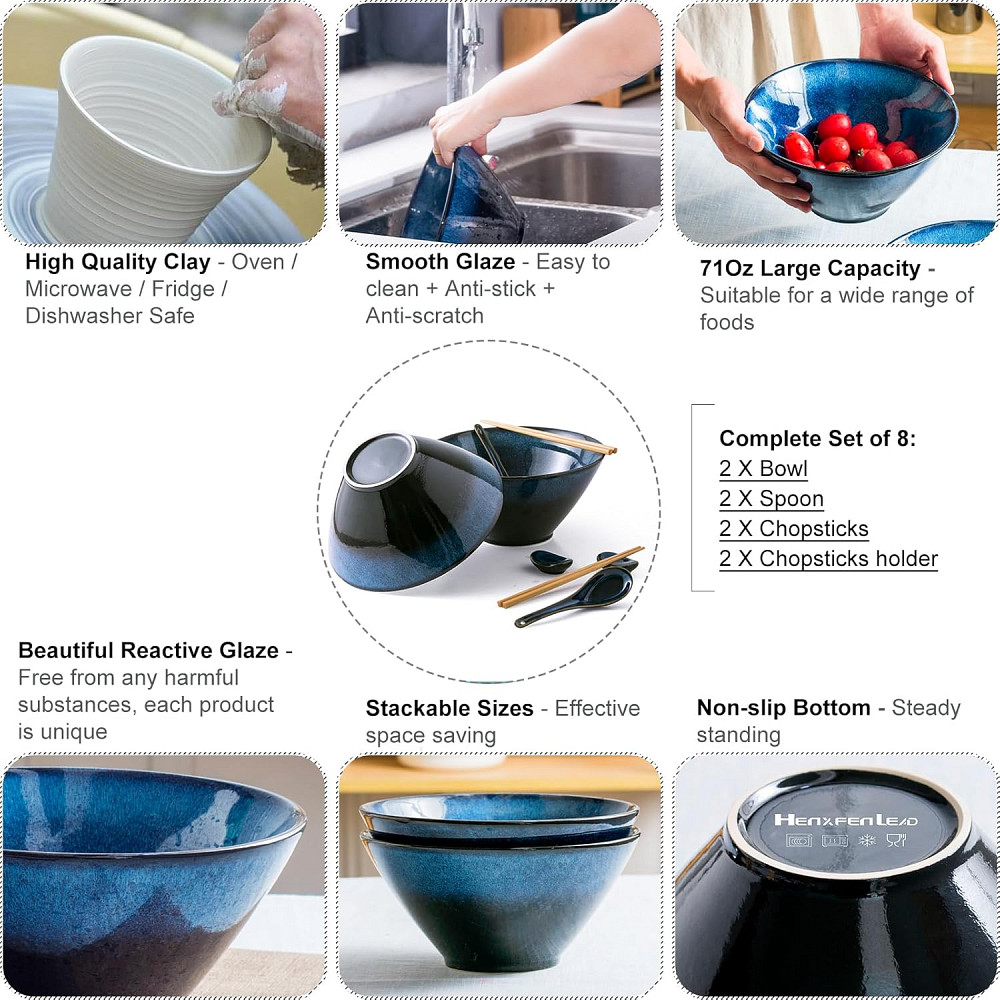 Набір посуду для рамену HF-JM113A2-EU (2 миски + палички + ложки + підставки) Луцк - изображение 3