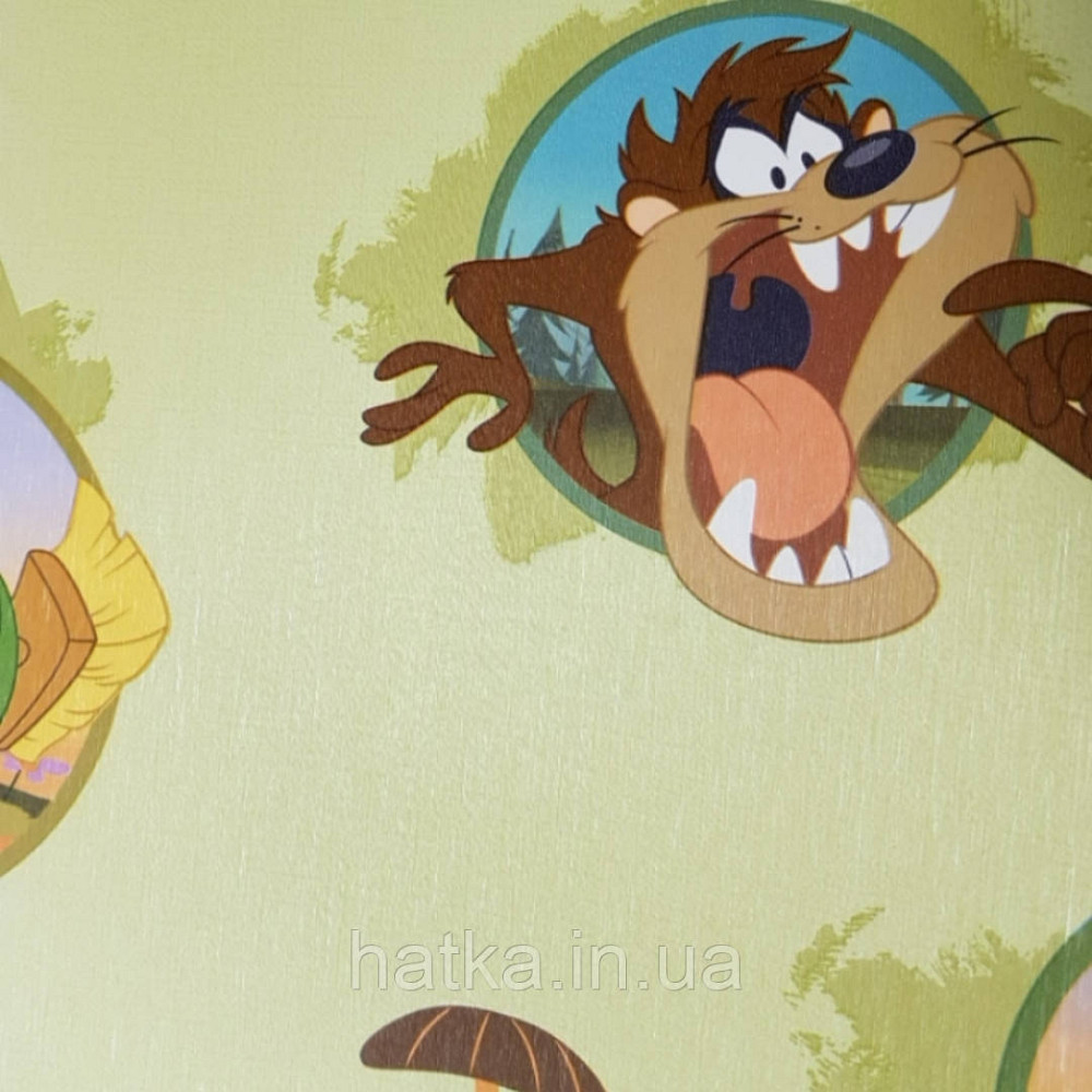 Обои виниловые на флизелине AdaWall Ada Kids метровые детские герои Луни тюнз комиксы на салатовом фоне Киев - изображение 2