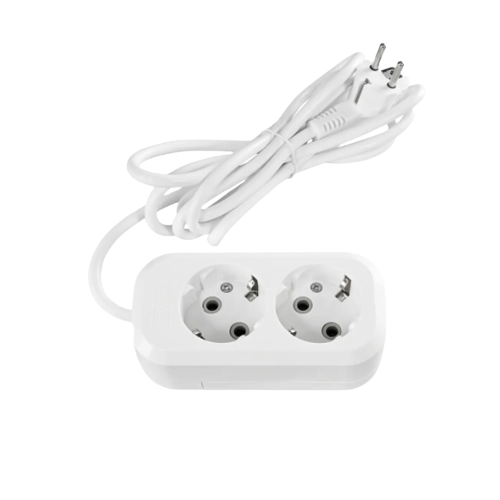 Подовжувач із заземленням 2 розетки 3м d1,5мм білий Standard Titanum Житомир