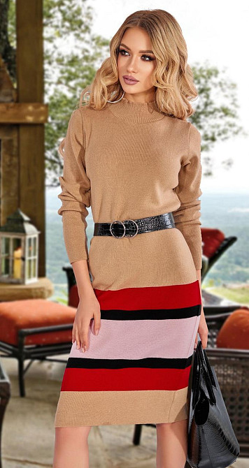 В'язане плаття зі смужками (46-48) Київ - фото 1