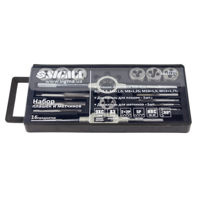 Набір мітчиків і плашок Sigma 16 предм., пластиковий кейс (1641111) Вінниця - фото 3