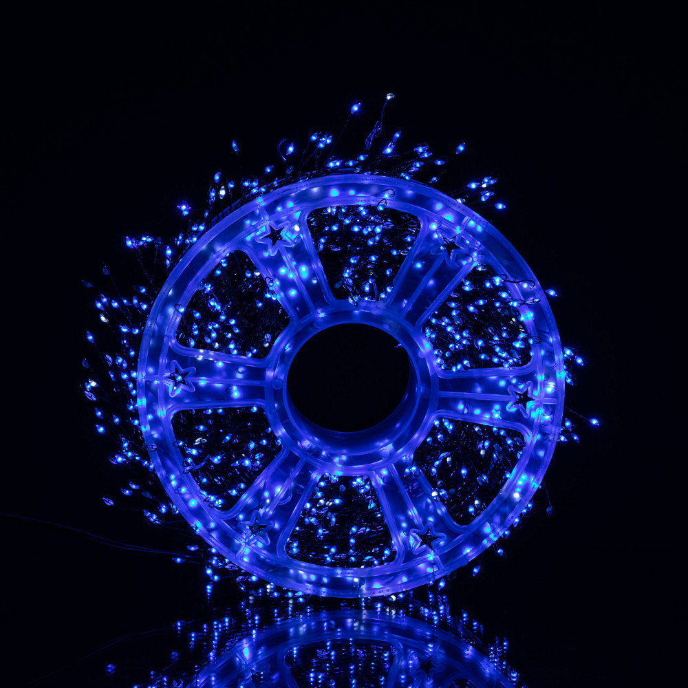 Новорічна гірлянда Хвойна лапа кімнатна роса 100 м 3000 LED зелений провід Синє сяйво D3000L100MGBL Київ - фото 4