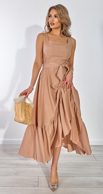 Бежевое платье в полоску (46) Киев - изображение 4
