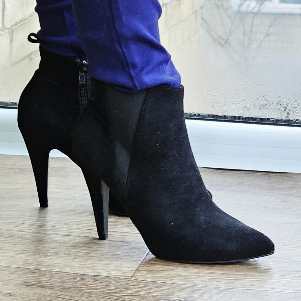 Жіночі Черевики Чорні на Каблуці Замшеві Модельні Ботильйони (розміри: 36,37,38,40) — 60-2 Дніпро - фото 7