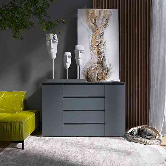 Комод Эверест КЛ-4 Лайт (телескопические) 140х38х93 см Графит (DTM-4899) Днепр