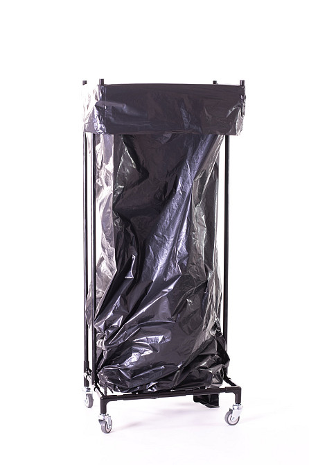 Металева стійка - тримач (контейнер) для сміттєвих пакетів для сухого та об'ємного сміття на колесах Бориспіль - фото 4