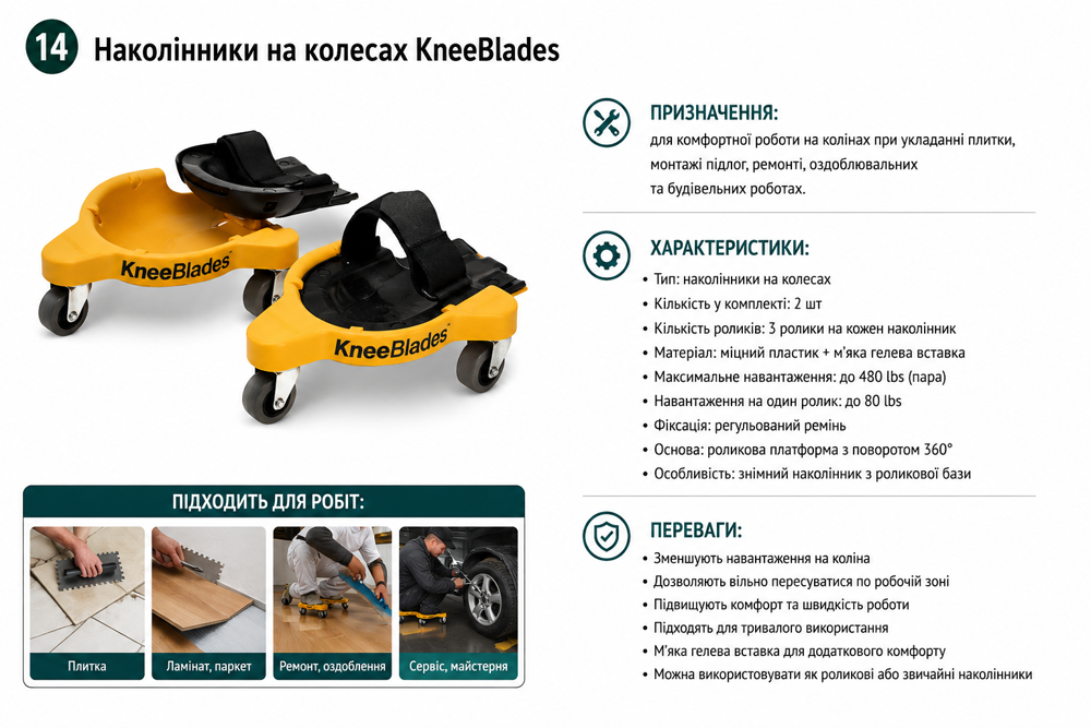 Наколінники KneeBlades® – роликові будівельні (1 шт.) (274726957) Київ - фото 6