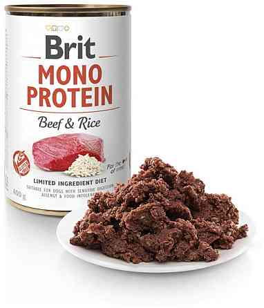 Влажный корм Брит Brit Mono Protein Beef & Rice с говядиной и темным рисом 400 г Винница
