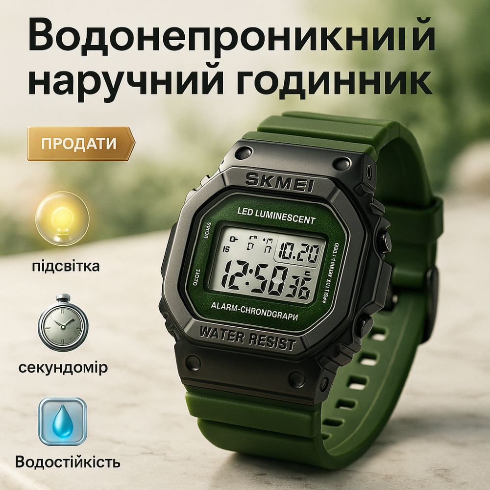 Водонепроникний наручний електронний годинник для чоловіка, Армійський годинник мілітарі CZ-11 Львів - фото 19