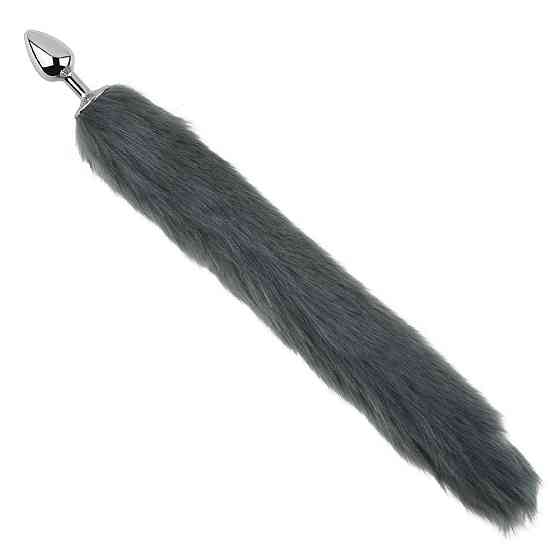 Анальная пробка с хвостом EGZO - Fox Tail Silver Plug Light Gray, size S Sex Aura Киев