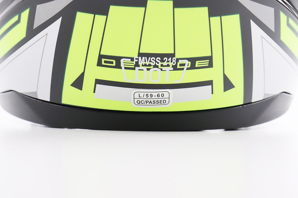 Шолом інтеграл, закритий (сертифікація DOT)+відкидні окуляри BLD-M67 L (59-60см), ЧОРНИЙ/НЕОНОВО-ЗЕЛЕНИЙ Киев - изображение 8