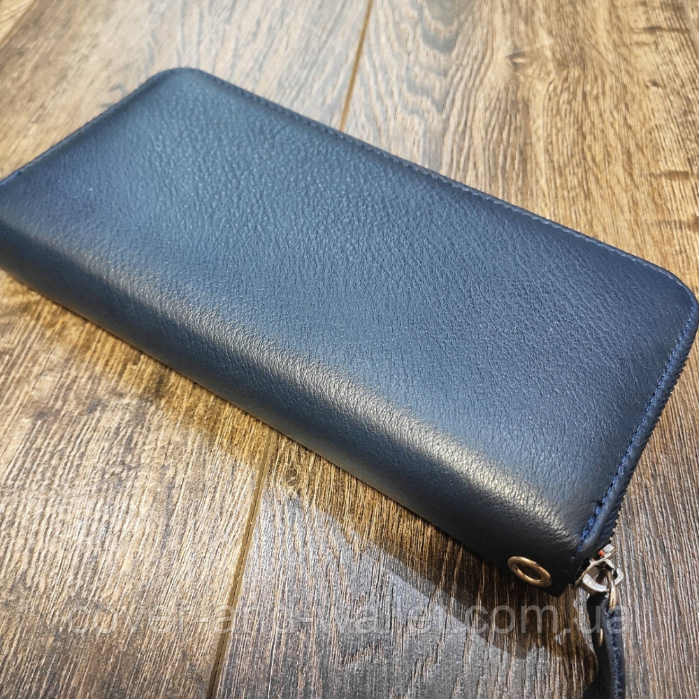 Синій шкіряний гаманець клатч на блискавці Marco Coverna MC 7003 Київ - фото 8