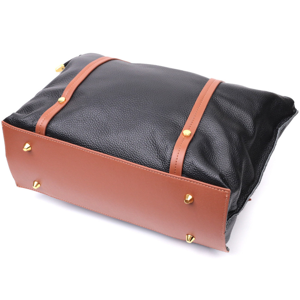 Дивовижна двокольорова сумка жіноча з натуральної шкіри Vintage 22303 Чорний Київ - фото 3