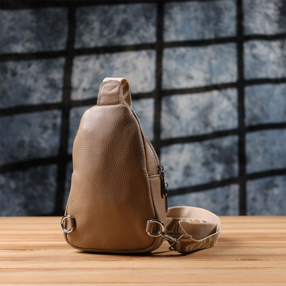 Слінг сумка з натуральної шкіри для жінок Vintage 22939 Бежевий Київ - фото 9