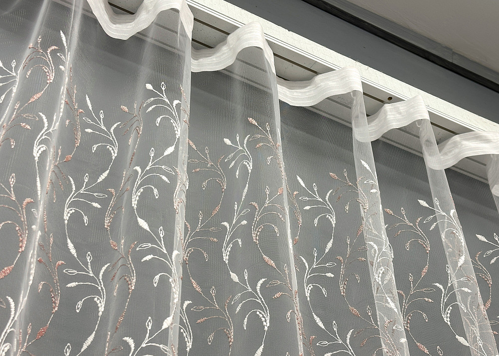 Тюль фатин с вышивкой и люрексом цвет белый с пудровым 1646т Киев - изображение 8