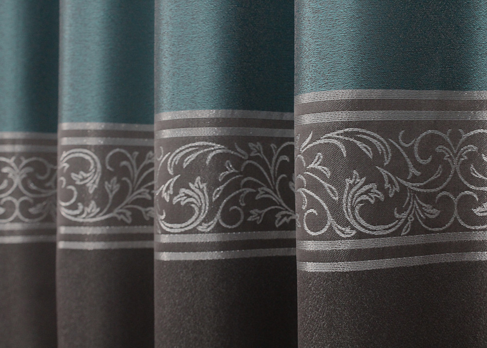 Комплект готовых штор VR-Textil ANZIO № 1465ш Бирюзовый с графитовым 140х290 см 2 шт (33-0332) Киев - изображение 7