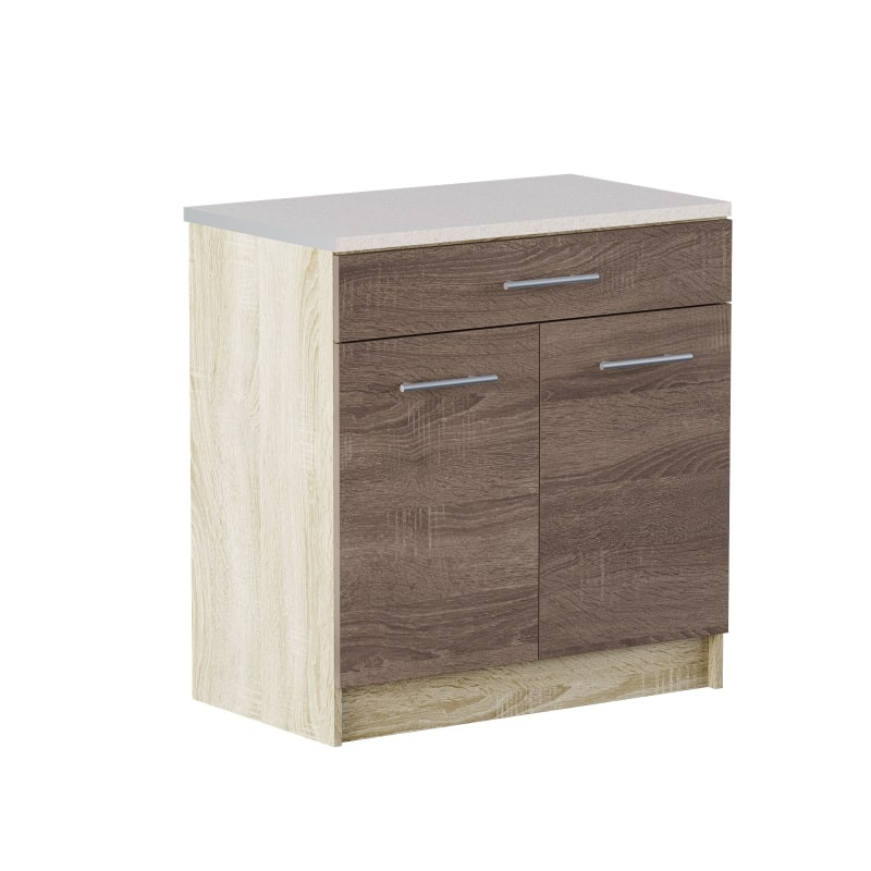 Кухонный модуль нижний с шухлядой Эверест Эко 800 дуб сонома/трюфель (без столешницы) 80х46х82 см (DTM-2910) Львов - изображение 1