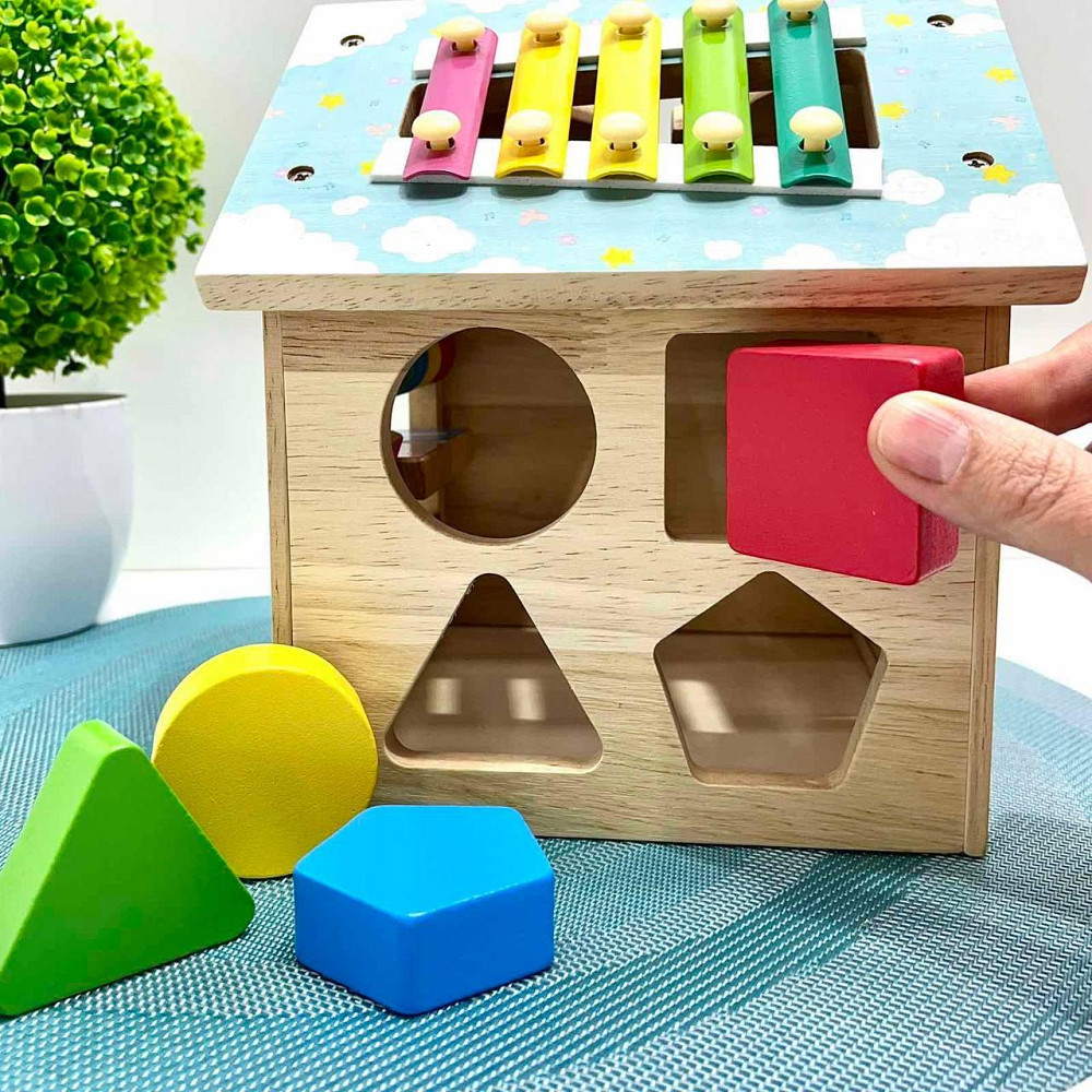 Бізідім розвиваюча іграшка ксилофон 5 тонів шестерні годинник сортер 19-20-18 см (MD 1364) Чернігів - фото 6