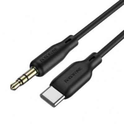 Кабель мультимедийный USB-C to 3.5mm M 1.0m silicone black BOROFONE (6941991101069) Винница
