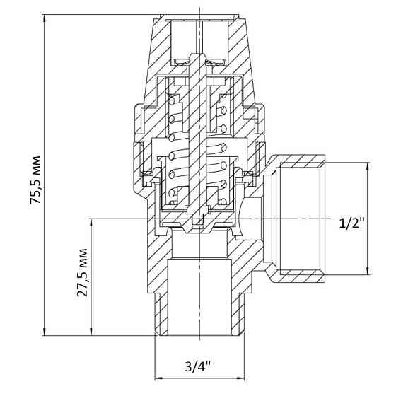 Клапан запобіжний ВЗ 1/2"х3/4" Koer KR.1261 (6 бар) (KR3108) Київ