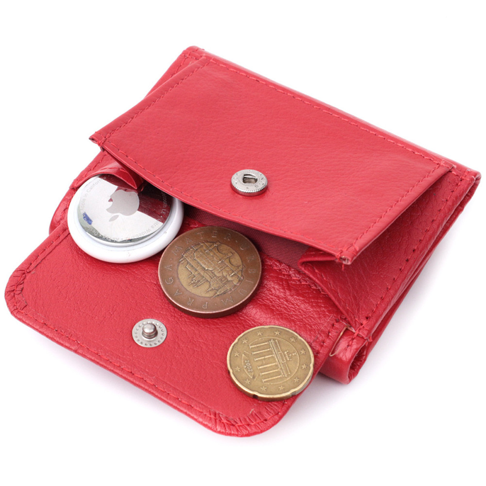 Маленький удобный кошелек с монетницей из натуральной кожи Красный (ST Leather) Киев - изображение 2