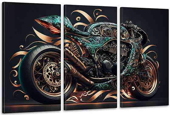 Модульная картина в гостиную / спальню   Мотоцикл    ART-154_3A 70х130 см Киев