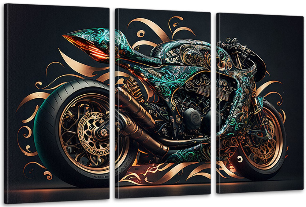 Модульна картина у вітальню/ спальню  Мотоцикл      ART-154_3A 70х130 см Київ - фото 1