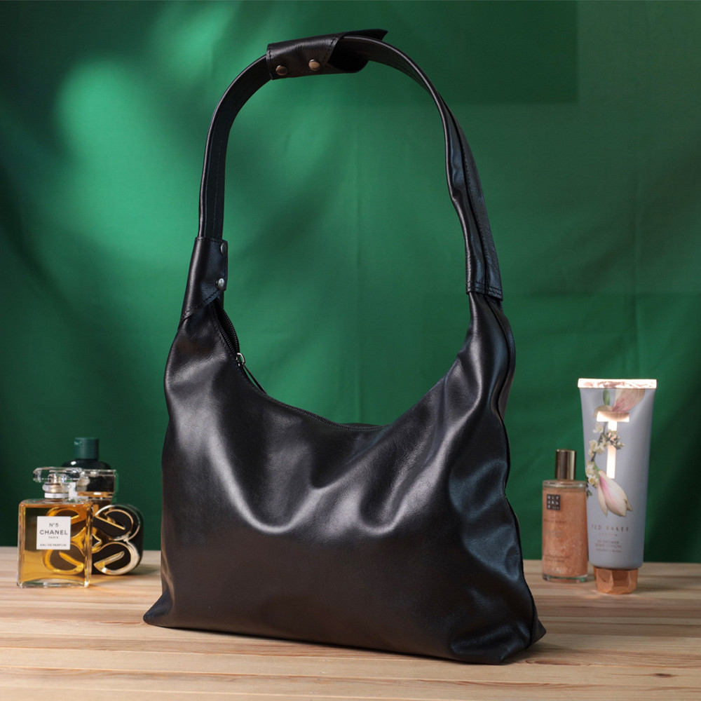 Практична жіноча сумка на плече з гладкої натуральної шкіри Shvigel 22828 Чорна Київ - фото 2