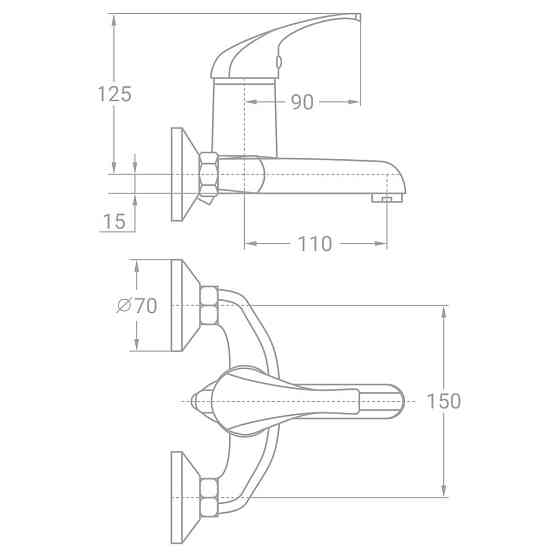 Смеситель s46 Ø35 для ванны литой TAU TN-1C142C (9846200) Киев