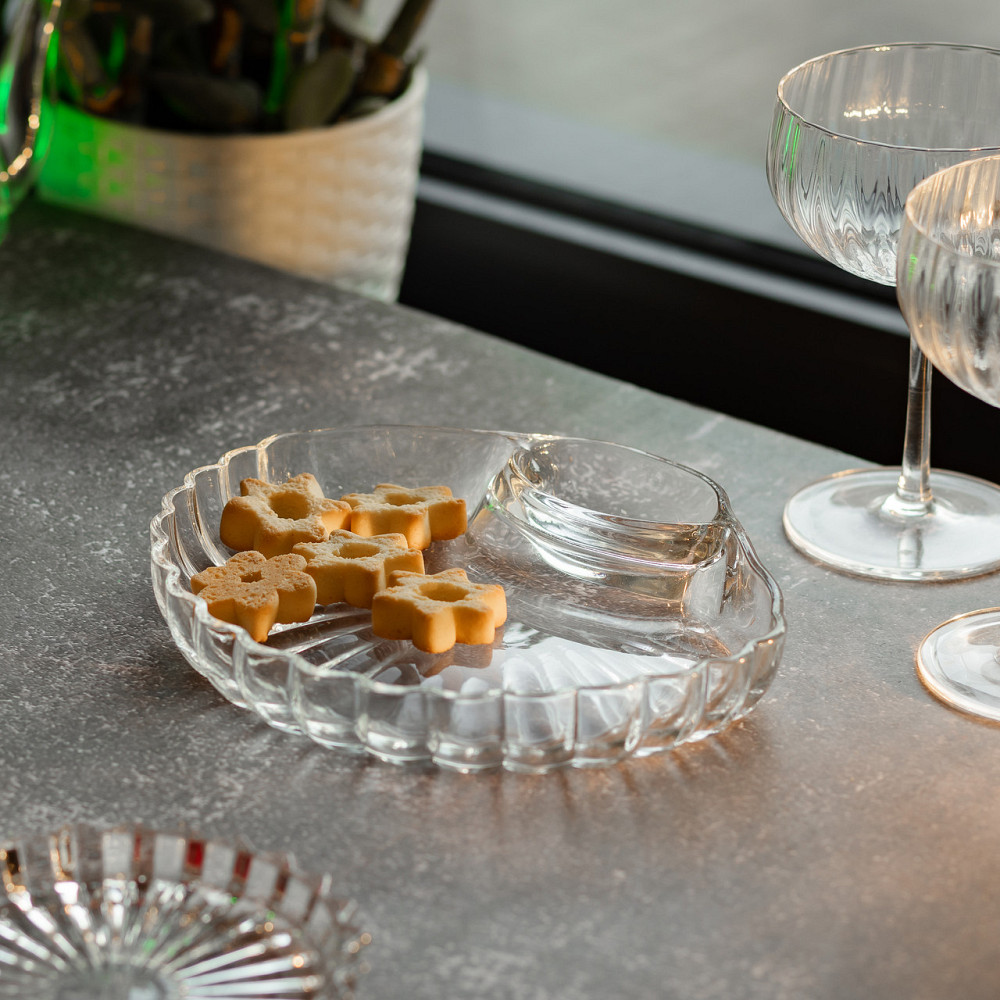 Yiwu Блюдо сервірувальне для закусок із соусником 21х19х3 см скляне HP-YH-58 Коломыя - изображение 6