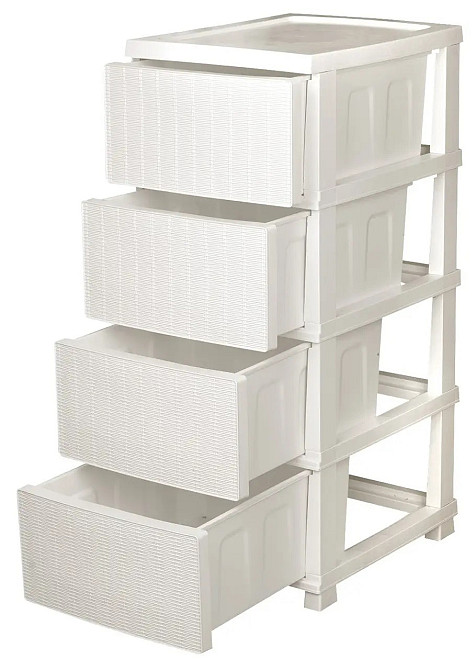 Комод пластиковий "Ротанг" 4 яруси 86*43*34см, R-Plastic, білий Одеса - фото 1