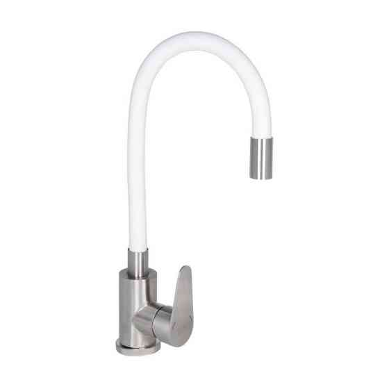 Змішувач для кухні Lidz Vida 04R-WFS U-подібний гнучкий White (k35) білий Київ