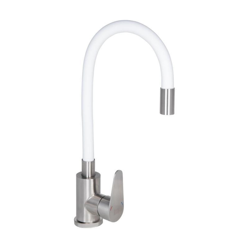 Смеситель для кухни Lidz Vida 04R-WFS U-образный гибкий White (k35) белый Киев - изображение 1