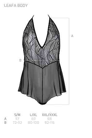 Боді Passion LEAFA BODY black, XXL/XXXL на зав'язках, м'яка чашка, низ у вигляді шортиків Sex Aura Київ