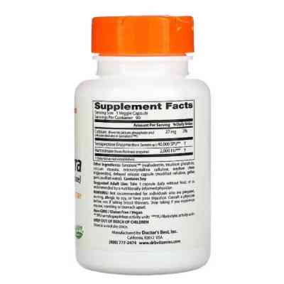 Вітамін Doctor&apos;s Best Наттокіназа і Серрапептаза, Natto-Serra, 90 вегетаріанських (DRB-00294) Вінниця