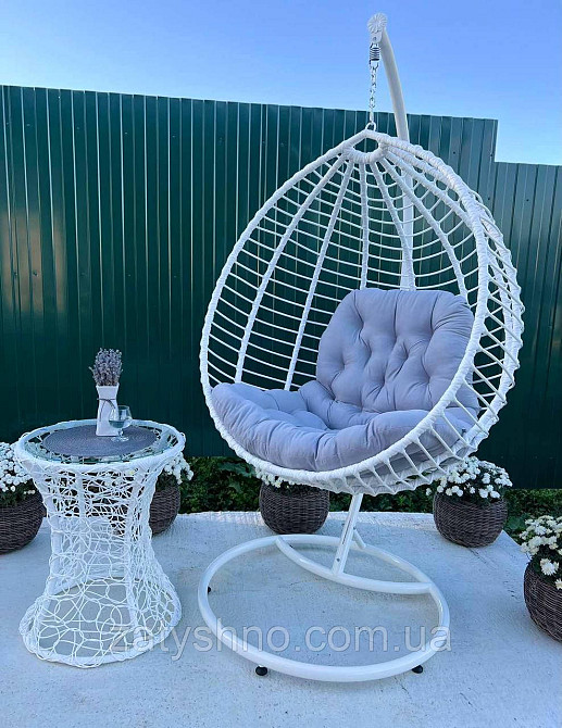 Крісло Кокон підвісне з подушкою та журнальний столик Київ - фото 1