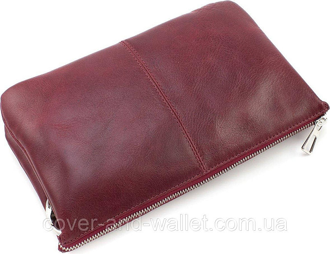 Стильний жіночий клатч з італійської шкіри бордового кольору Grande Pelle 70561001 Київ - фото 2