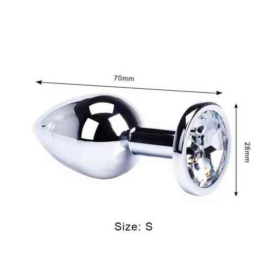 Сталева анальна пробка з кристалом - 2.7*7 см - Анальні іграшки Вінниця