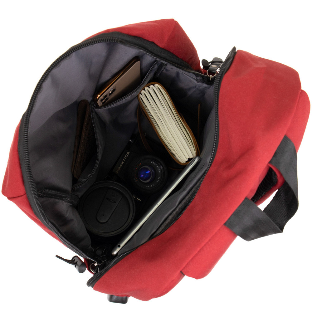 Текстильний рюкзак для ноутбука роботи навчання та подорожей Vintage 20627 Малиновий Київ - фото 13