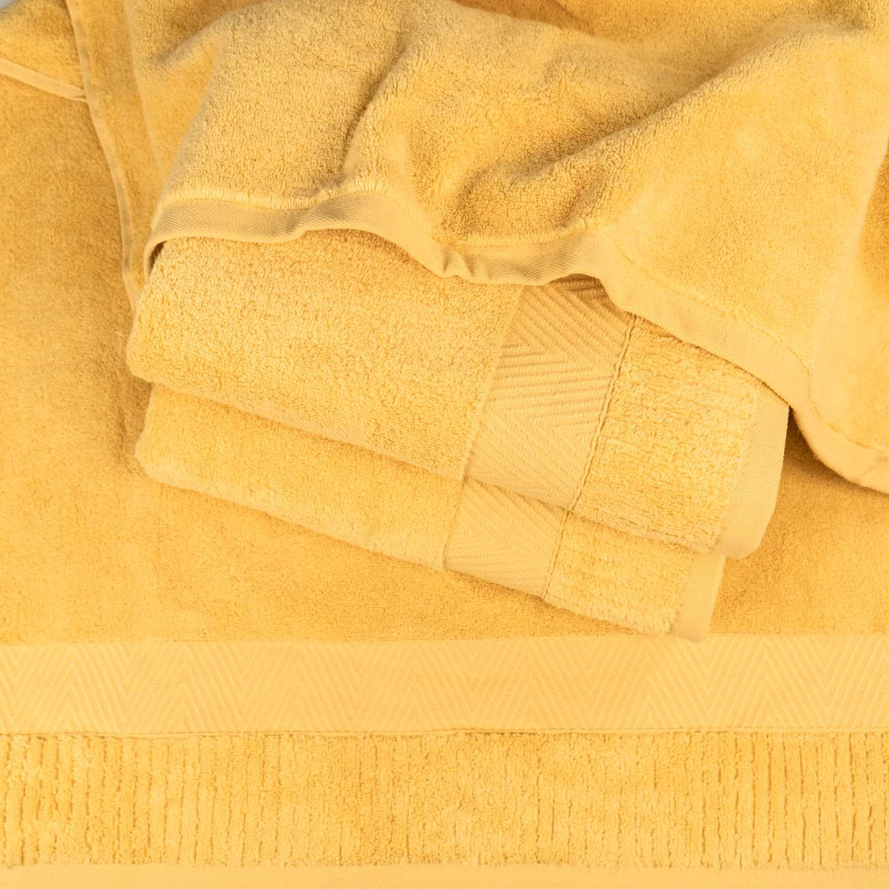 Банний махровий рушник 70x140см Преміум якості Зеро Твіст Бордюр 550г/м2 (Жовтий) Суми - фото 4
