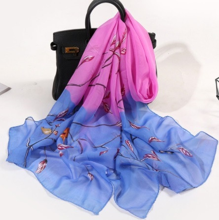 Шарф женский шифоновый розовый+синий - размер шарфа 150*48см, шифон Киев - изображение 1