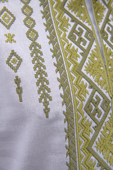 Вишиванка чоловіча, лляна, з довгим рукавом, біла, лен - , топ Київ - фото 2