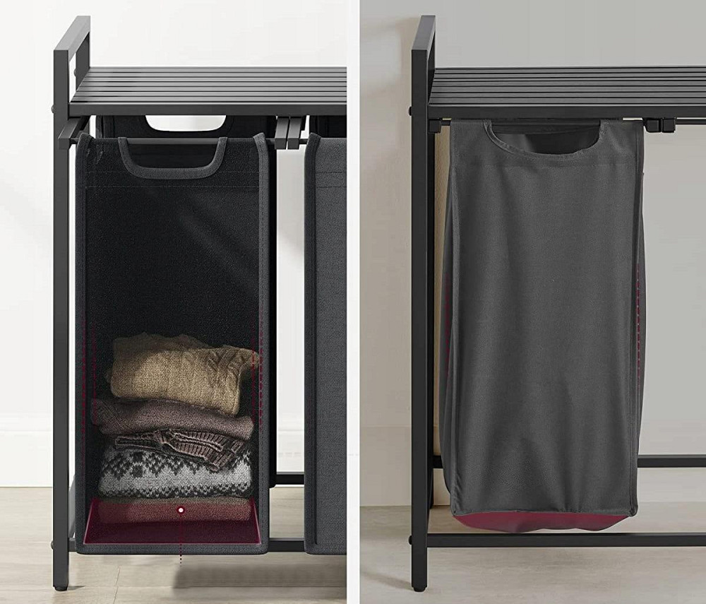 Кошик для білизни Leobert Chariot з трьома відділеннями 3 x 38л чорний Киев - изображение 4