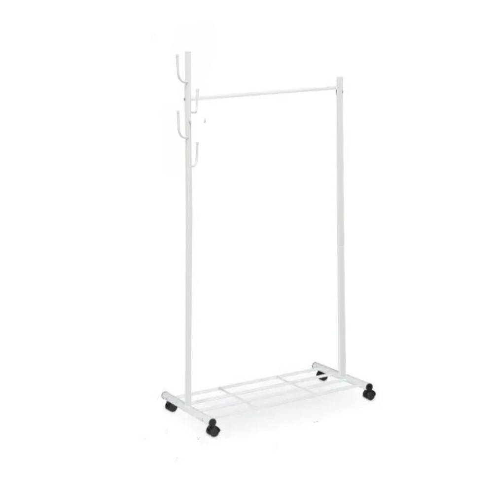 Вешалка для одежды передвижная металлическая с стойкой для тремпелей и стойкой с крючками Каменец-Подольский - изображение 2