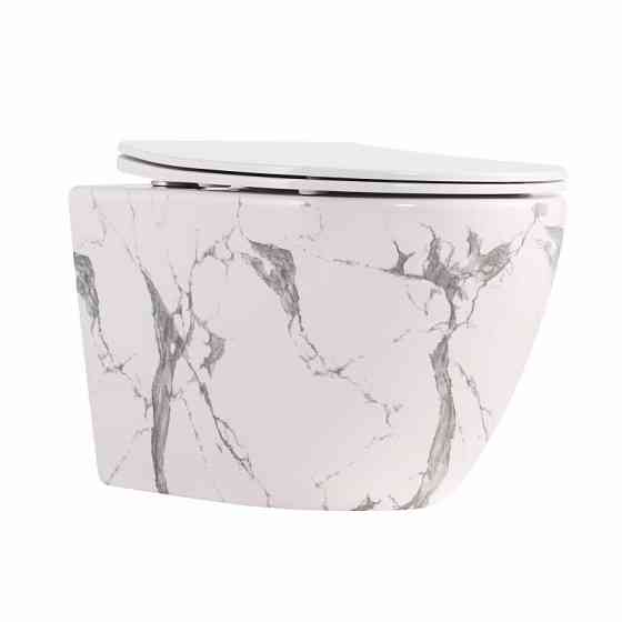 Унітаз підвісний Qtap Robin Ultra Quiet 520×365×340 мм, Marble, із сидінням Slim Duroplast/Soft-close/Quick Release Київ